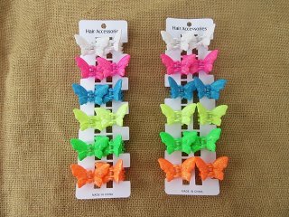 1Sheetx 12Pcs (36Prs) Butterfly Hair Clamp Clip Mixed Color