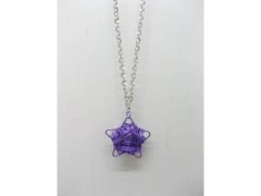 5X Chain Necklaces w/Purple Flower Pendant Iron Art 5X Chain Necklaces w/Purple Flower Pendant Iron Art
