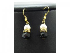 2x12Pairs Black Glass Earrings Golden Plated Hook 2x12Pairs Black Glass Earrings Golden Plated Hook