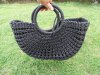 1Pc Black Handmade Weaved Handbag Tote Bag Women's Handbags