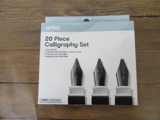 20 Piece Calligraphy Set-3 Pen Barrels+3 Steel Nibs+14 Ink Cartr