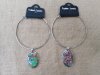 6Pcs Silver Necklace with Dichroic Glass Gemstone Pendant