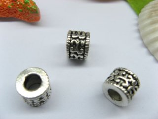 50pcs Tibetan Silver "X" Barrel Beads European Design