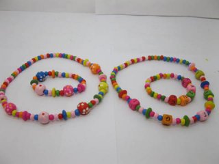 12Sets Wooden Beaded Necklaces & Bracelets for Girl Wholesale