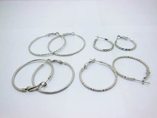 48Pairs New Hoop Lock Earrings Assorted