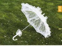 1X White Lace Wedding Bridal Ruffle Parasol Umbrella 58cm Dia