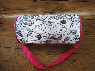 12Pcs HQ DIY Draw Yourself Fish Pattern Pencil Case Zipper Bag