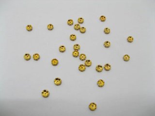 100 Golden Rondelle Flower Rhinestone Spacers Beads