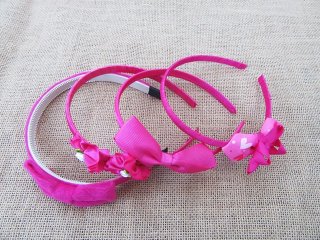 12Pcs Deep Pink Plastic Hair Band Headband for Girls