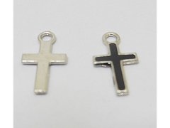 (image for) 250Pcs Mini Black Charm Cross Bead Pendant 15x8x1mm