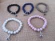 12Pcs Elastic Gemstone Beaded Bracelets w/Eiffel Tower Charm (image for) 12Pcs Elastic Gemstone Beaded Bracelets w/Eiffel Tower Charm