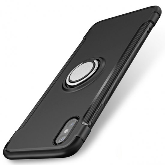1X iPhoneX Black Magnetic Shockproof Case Cover with Ring Car Ho - Click Image to Close
