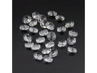 100 Clear Crystal Faceted Double-Hole Suncatcher Beads 18mm