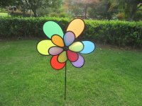 3Pcs Silk Jumbo Double Flower Windmill Wind Spinner Garden Decor
