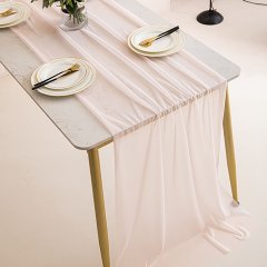 (image for) 1Pc Light Peach Wedding Arch Chiffon Table Runner Dining Party