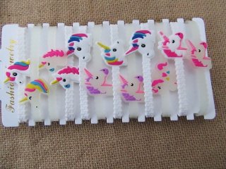 12Pcs White or Glow in Dark Kids Unicorn Bracelet