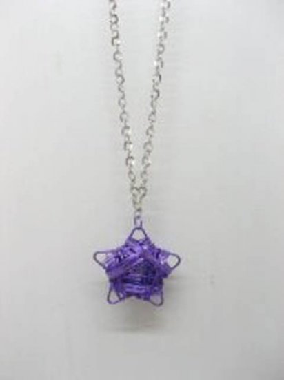 5X Chain Necklaces w/Purple Flower Pendant Iron Art - Click Image to Close