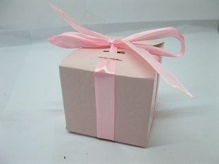 50X Baby Pink Bomboniere Wedding Favor Boxes w/Ribbon 6x6x5.5cm (image for) 50X Baby Pink Bomboniere Wedding Favor Boxes w/Ribbon 6x6x5.5cm
