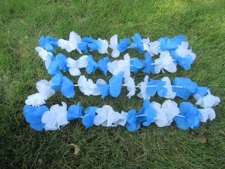 (image for) 12Pcs White & Blue Hawaiian Dress Party Flower Leis/Lei 46cm