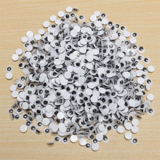 1000 Black Self-Adhesive Joggle Eyes/Movable Eyes for Crafts 8mm - Click Image to Close