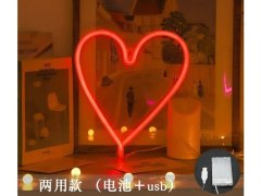 (image for) 1Pc Romantic Freestanding Red Heart Neon Sign Led Night Light