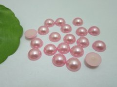 (image for) 750Pcs 12mm Pink Semi-Circle Simulated Pearl Bead Flatback