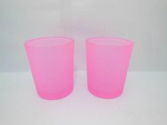 (image for) 40 Frosted Glass Tea Light Holder Wedding Favor 6.5cm PINK