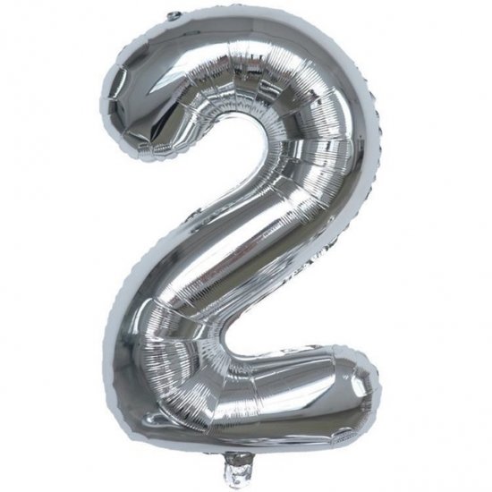 6Pcs Silver Numbers 2 Air-Filled Foil Balloons Party Decor - Click Image to Close