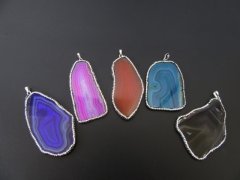 (image for) 5X Textured Natural Gemstone Nugget Charm Pendant With Diamond E