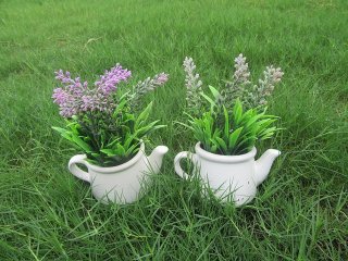12Pcs Modern Artificial Lavender Flower Potted Plants Centerpiec