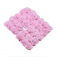 25Pcs PINK Rose Artificial Foam Flower Hair Pick Wedding