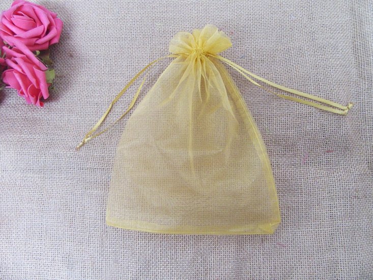 98Pcs Yellow Drawstring Jewelry Gift Pouches 23.5x17cm - Click Image to Close