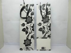 (image for) 12X White Black Flower Wine Bottle Carrier Paper Gift Bags