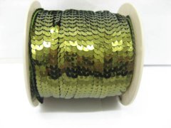 (image for) 1Roll x 10Yard Olivine 6mm Strung Sequin Trim