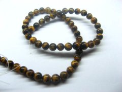 (image for) 5Strands x 63pcs Tiger Eye Round Gemstone Beads 6mm