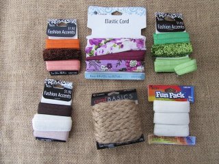 12Packets Hemp Cord Elastic Band Ribbon Webbing Assorted for Cra (image for) 12Packets Hemp Cord Elastic Band Ribbon Webbing Assorted for Cra