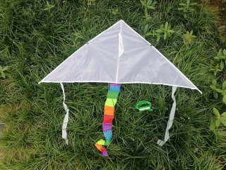 10 DIY Plain White Triangle Kite Lines Reel Outdoor Games 95cm