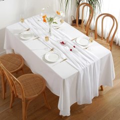 (image for) 1Pc Romantic White Chiffon Table Runner Chair Sash Wedding Decor