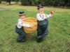 1Pc Two Magician With a Barrel Statue Figures Decoration Room Di