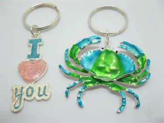 12 Assorted Enamel Metal Keyrings Key Rings