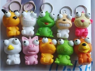 20Pcs Extruding Big Eyes Doll Key Rings Novelty Toys Animal