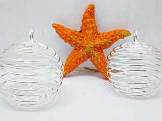 50X Spiral Bead Cages Pendants Findings-Sliver Plated