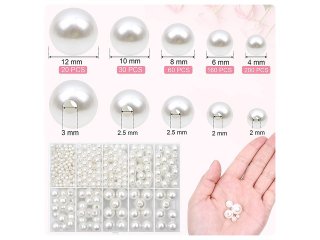 470Pcs White Round Simulate Pearl Loose Beads DIY 4/6/8/10/12mm