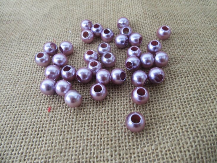 250g (400Pcs) Lavender Simulate Pearl Beads Barrel Pony Beads - Click Image to Close