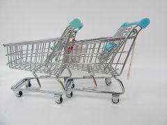 (image for) 4Pcs Pretend Play Supermarket Handcart Storage Trolley Kid Toy