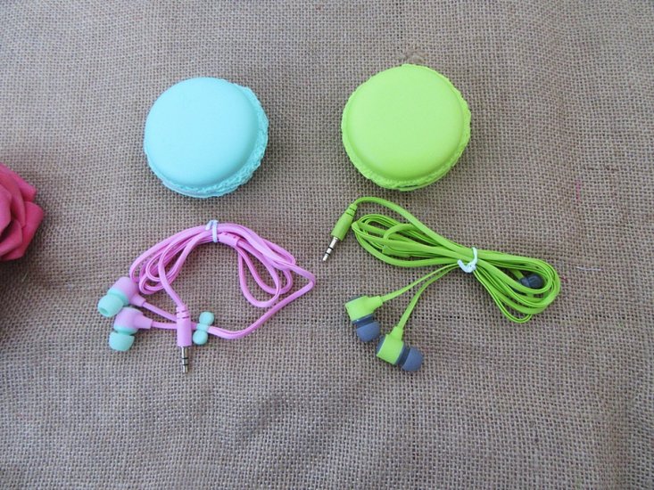 4Sets New Macaroon Color In Earphone Headphone W/Cute Case - Click Image to Close