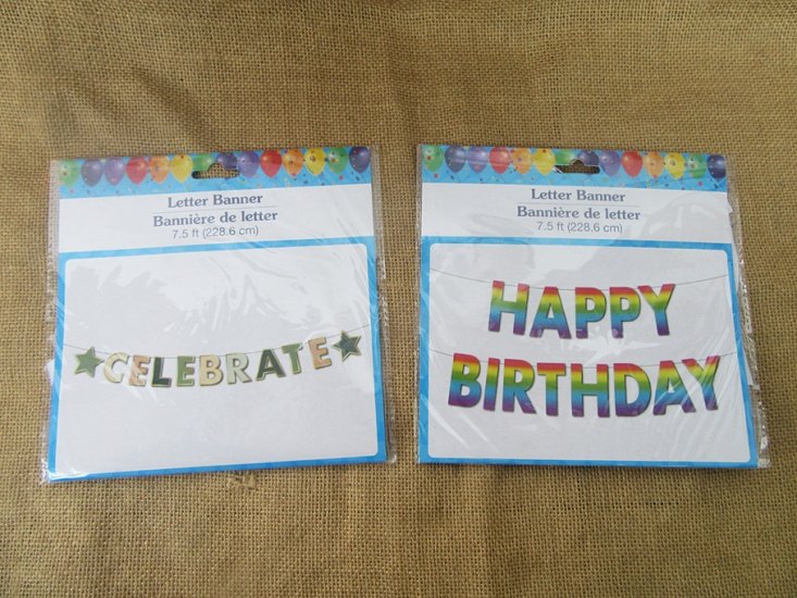 6Sets Happy Birthday Letter Banner Party Favor Assorted - Click Image to Close
