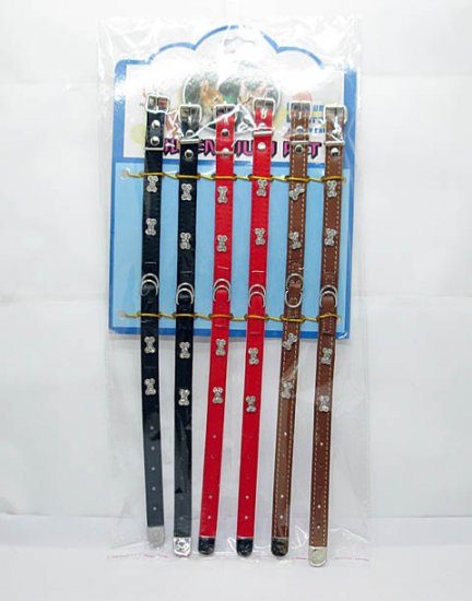 6X Leatherette Adjustable Dog Collars 1.5cm Wide Mixed - Click Image to Close