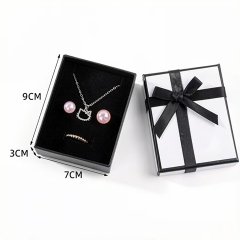 (image for) 12Pcs Delicate White Bow Tie Ring Necklace Earring Boxes 7x9cm Jewelry Gift Box