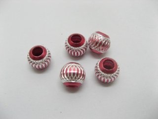 (image for) 20pcs Hotpink Silver Carved Lantern Aluminum Beads Fit European